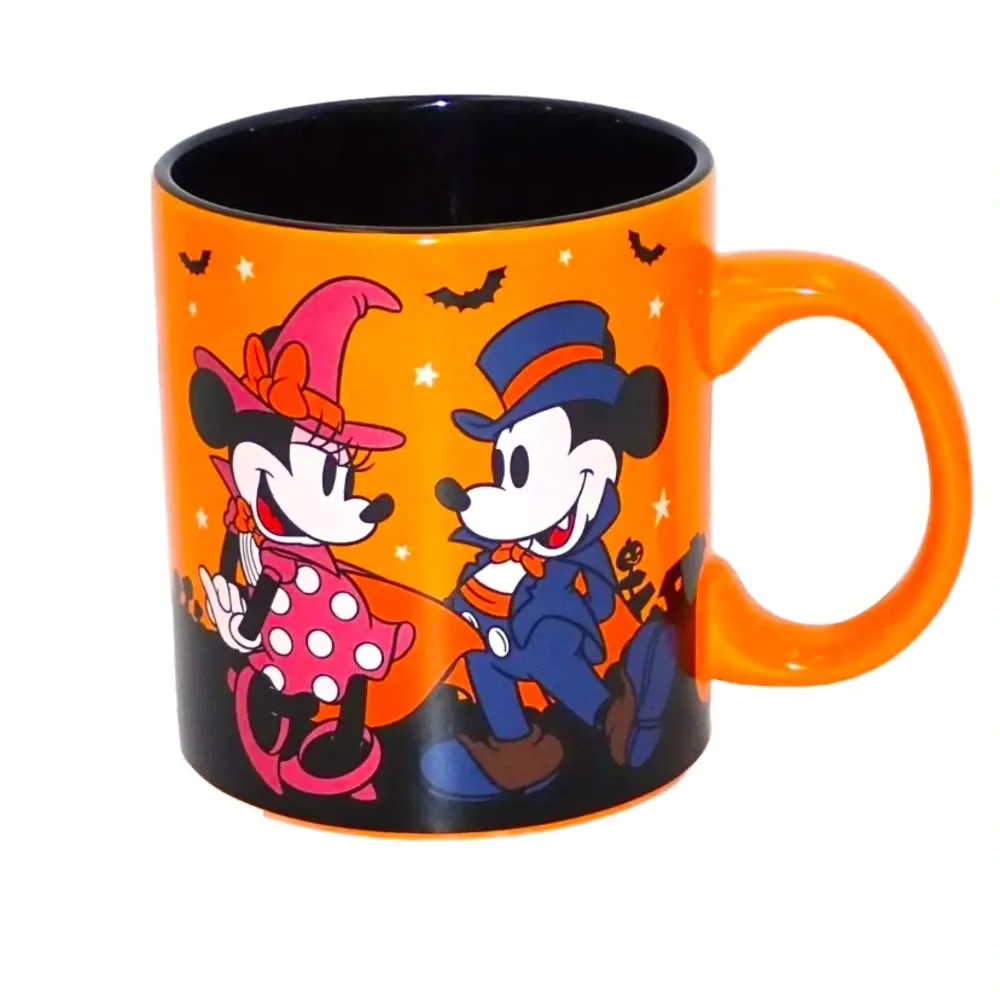 Disney Happy Halloween Mickey Minnie Mouse Mug 20oz Orange Vampire Witch